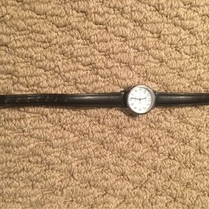 Black Leather Strap Watch
